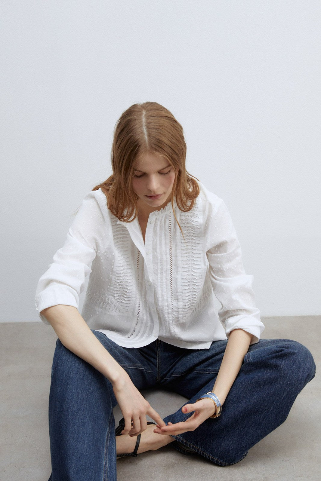 Sfera Lace plumetis shirt - White 4 Shaws Department Stores