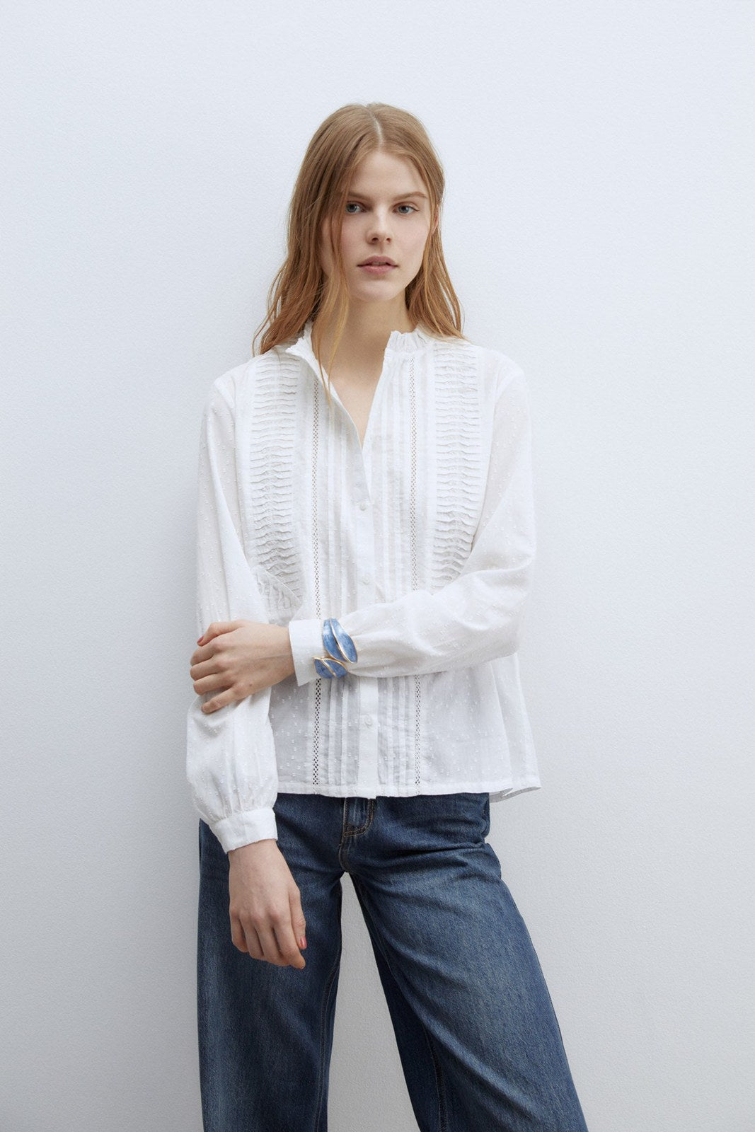 Sfera Lace plumetis shirt - White 1 Shaws Department Stores