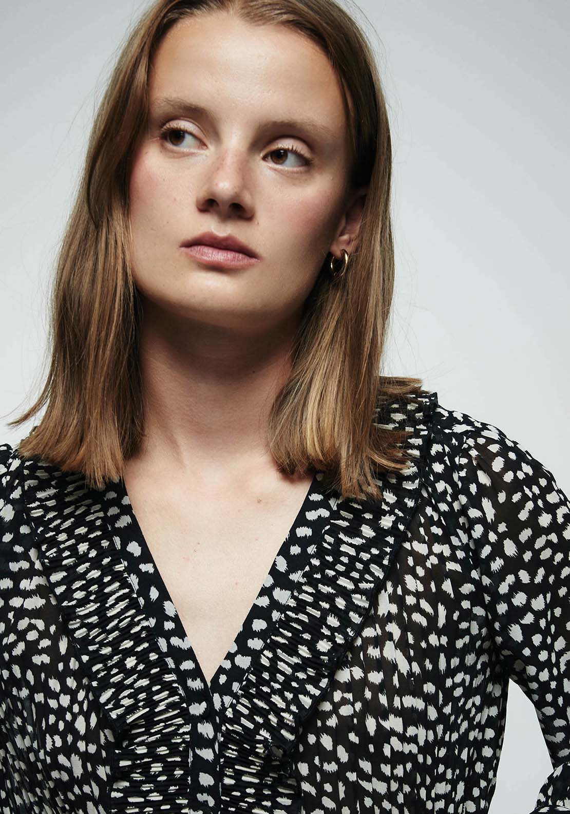 Pleated Ruffle Shirt - Black