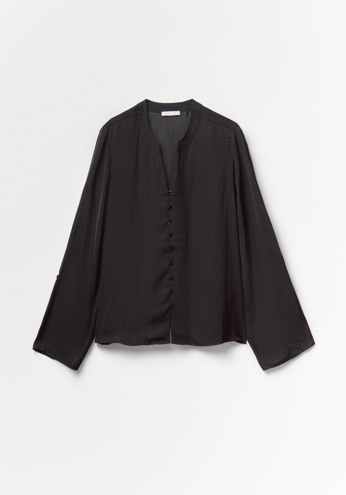 Buttons Loose Fit Blouse - Black
