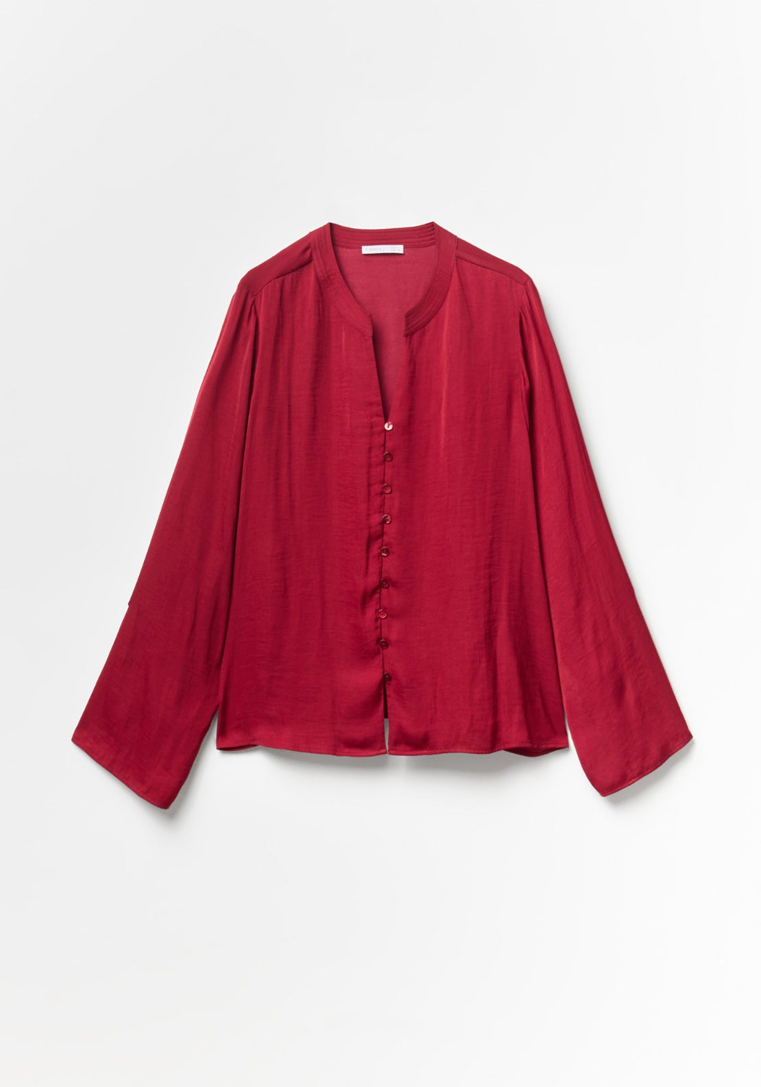 Buttons Loose Fit Blouse - Red