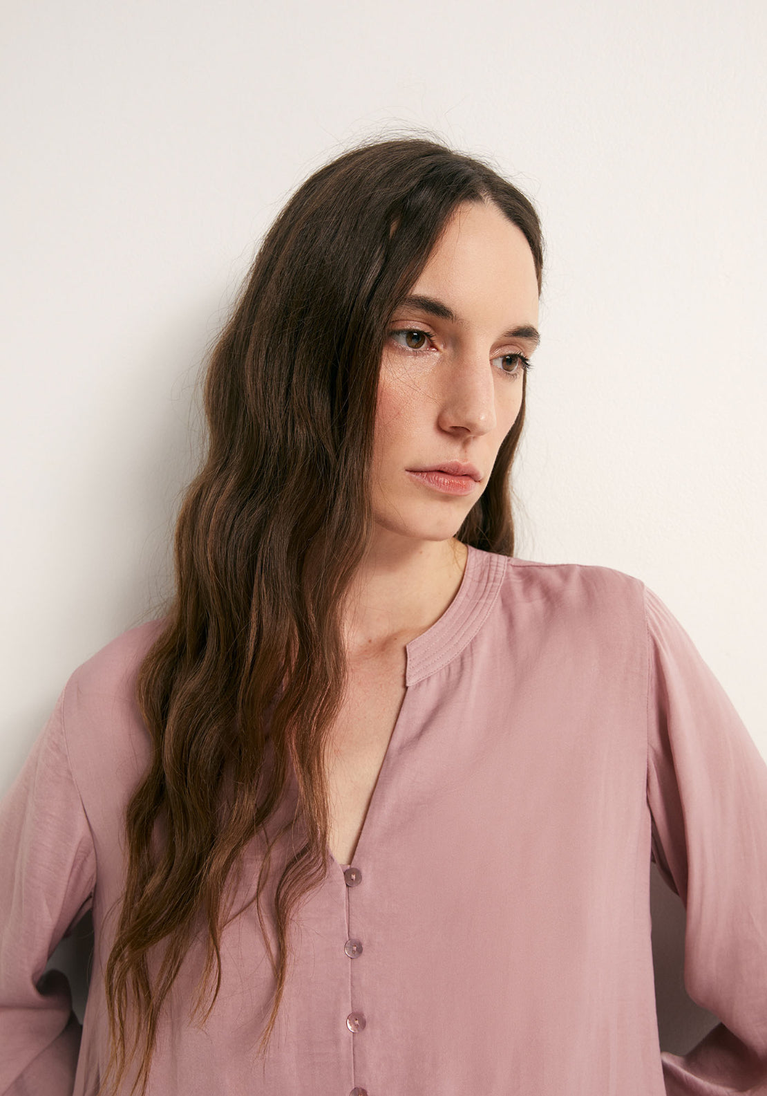Buttons Loose Fit Blouse - Pink