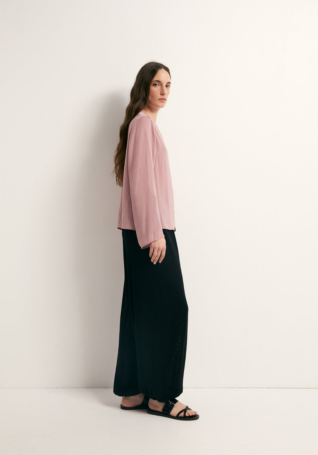 Buttons Loose Fit Blouse - Pink