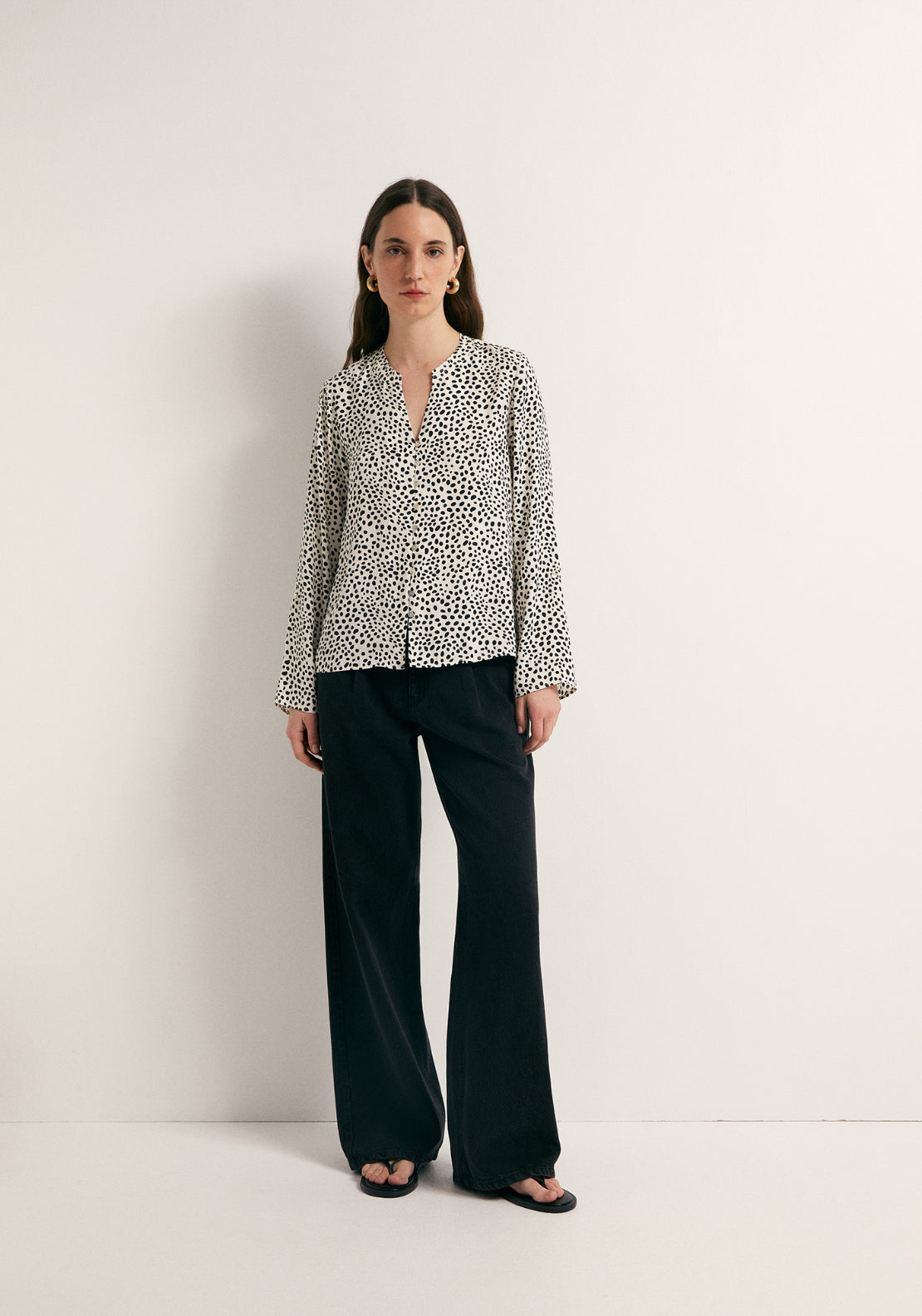 Printed Loose Fit Blouse - White