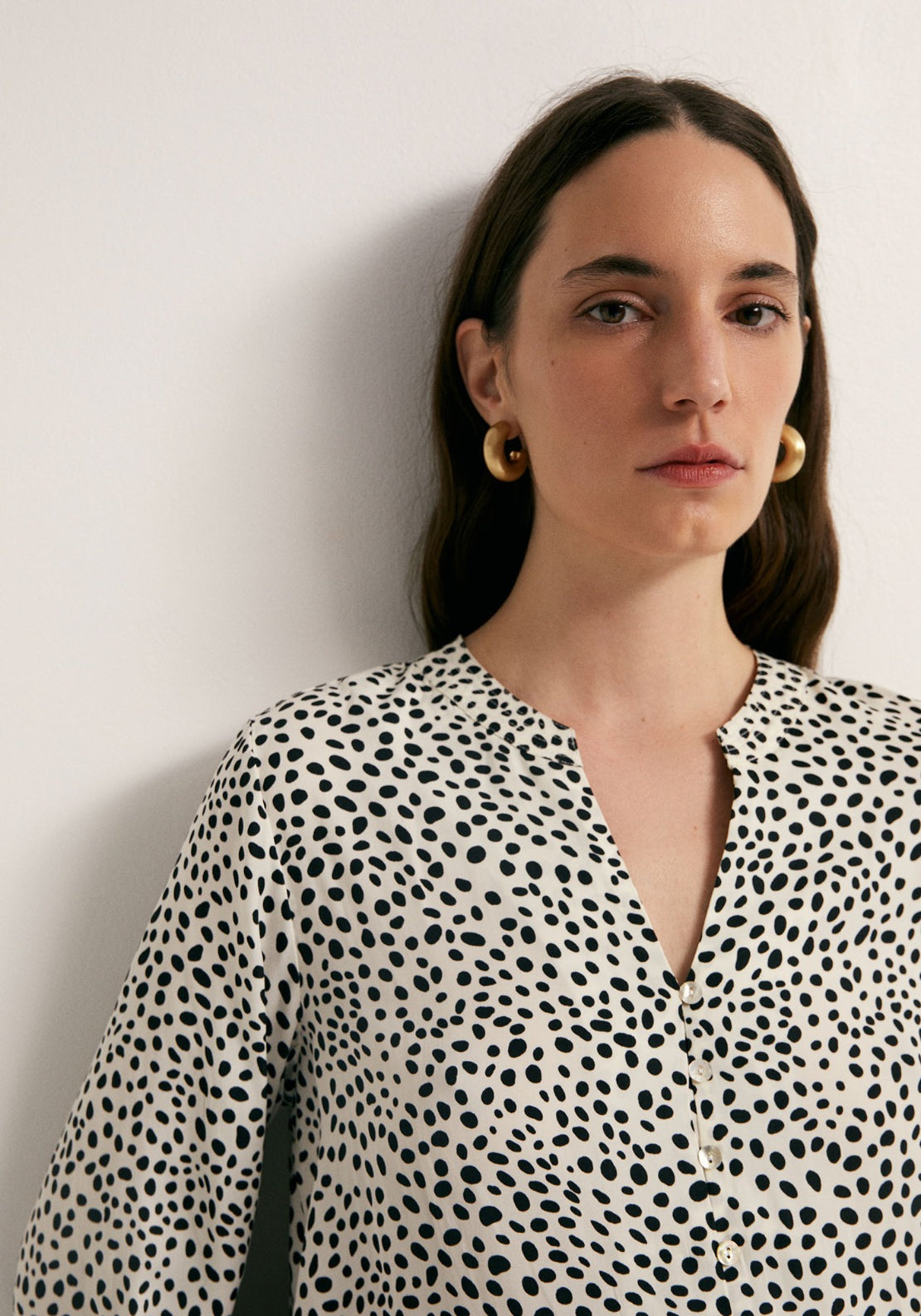 Printed Loose Fit Blouse - White