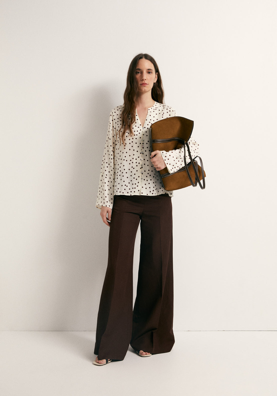 Sfera Printed Loose Fit Blouse - Brown 9 Shaws Department Stores