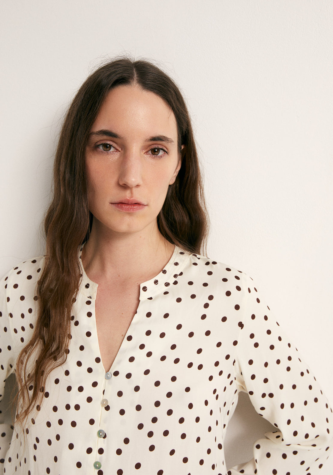 Printed Loose Fit Blouse - Brown