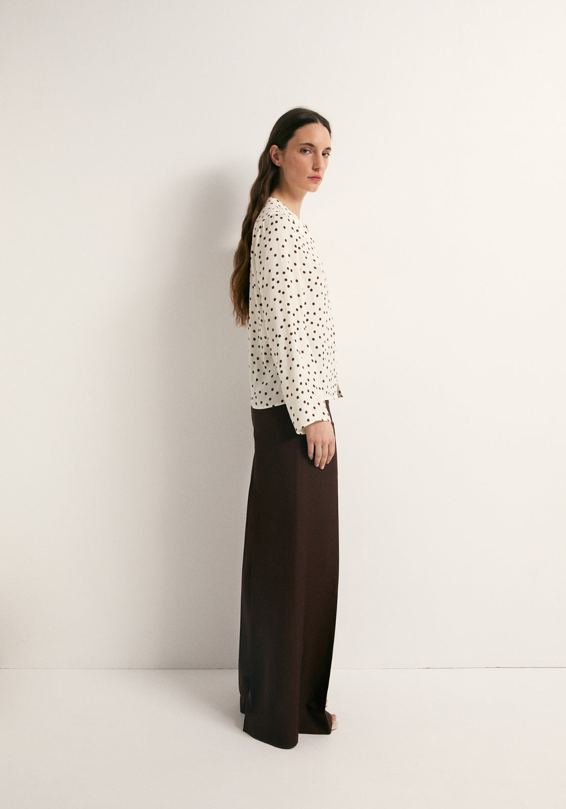 Sfera Printed Loose Fit Blouse - Brown 7 Shaws Department Stores