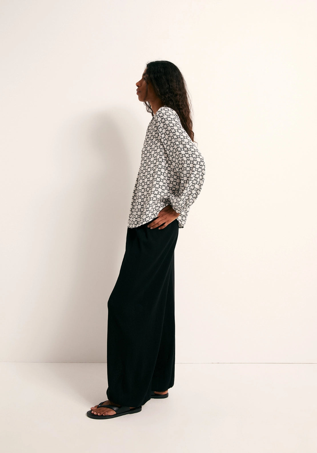 Printed Loose Fit Blouse - White