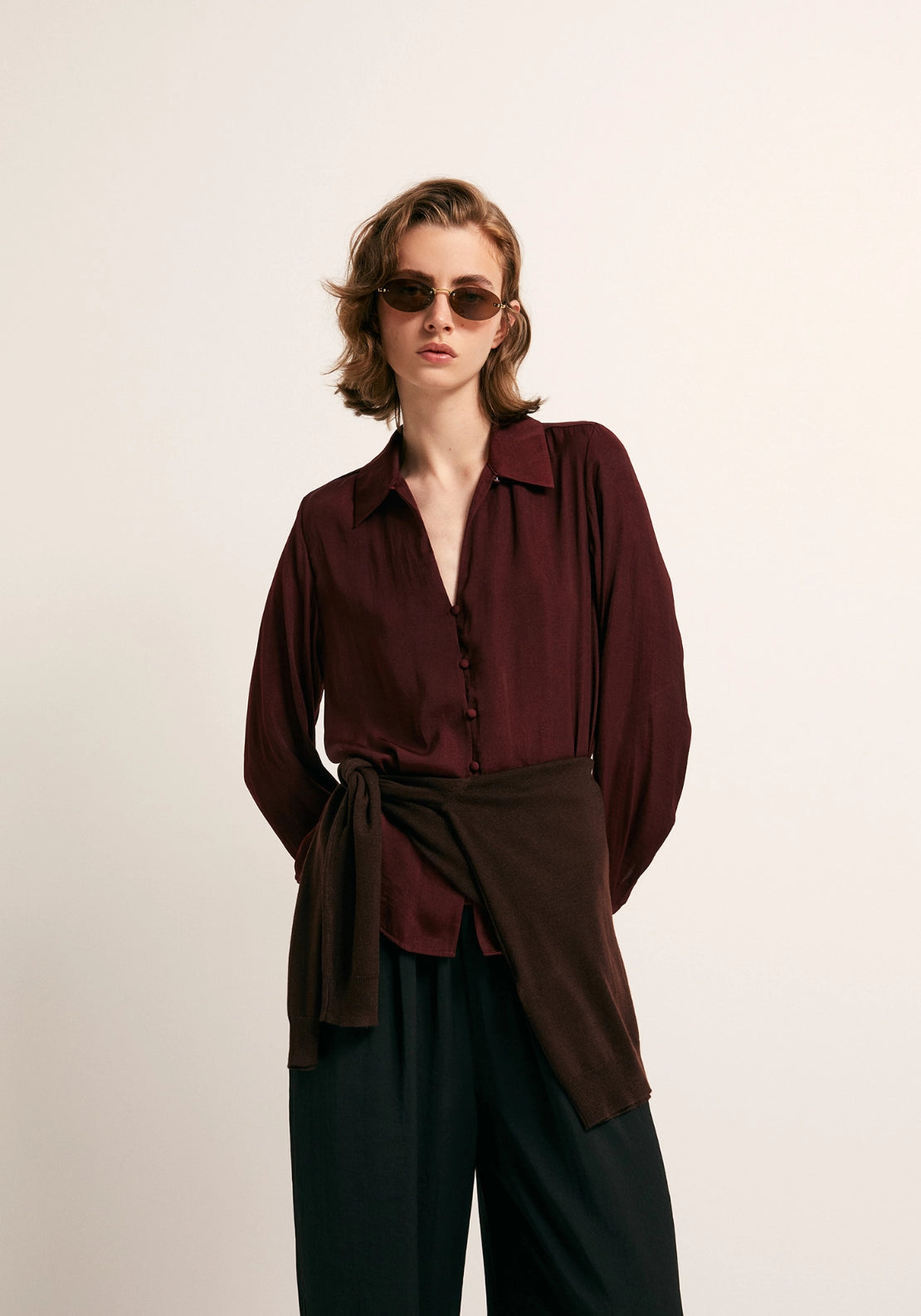 Button Front Camp Collar Shirt - Red