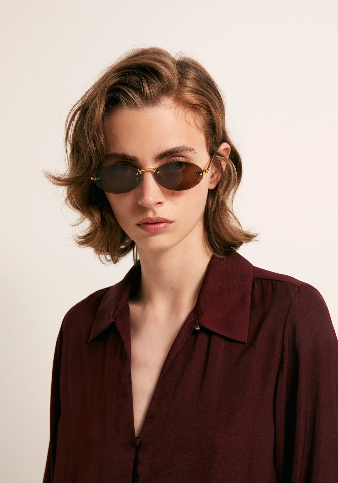Button Front Camp Collar Shirt - Red