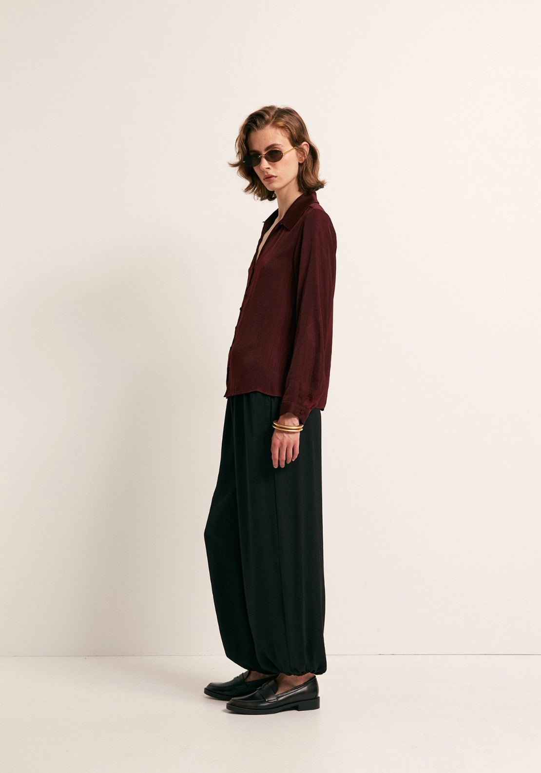 Button Front Camp Collar Shirt - Red