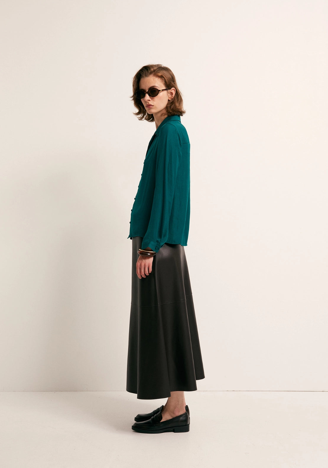 Button Front Camp Collar Shirt - Green