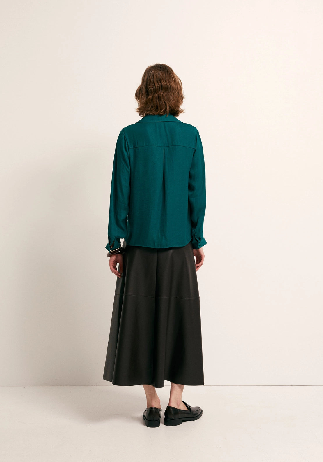 Button Front Camp Collar Shirt - Green