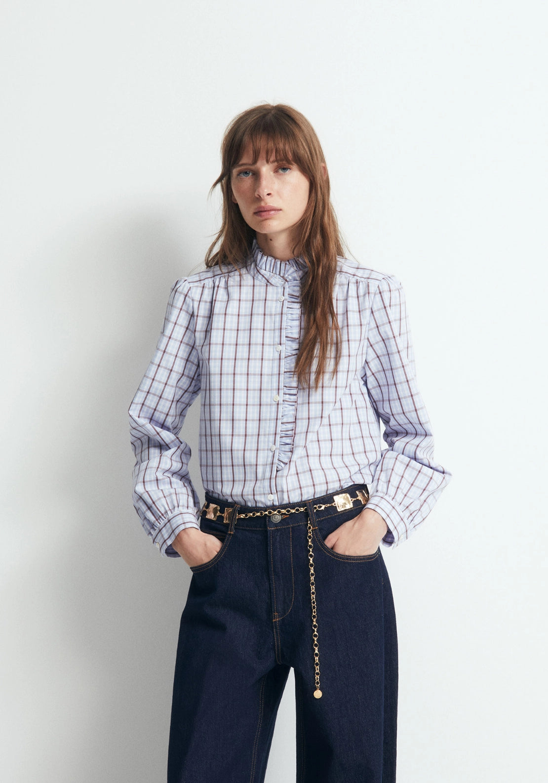 Poplin Print Blouse - Red