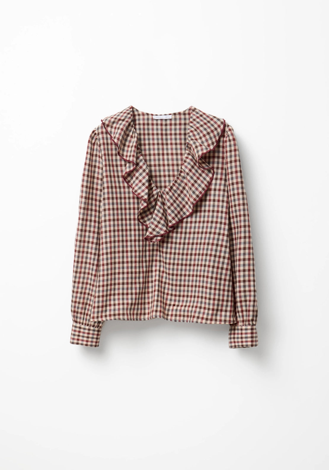 Ruffled Print Blouse - Beige