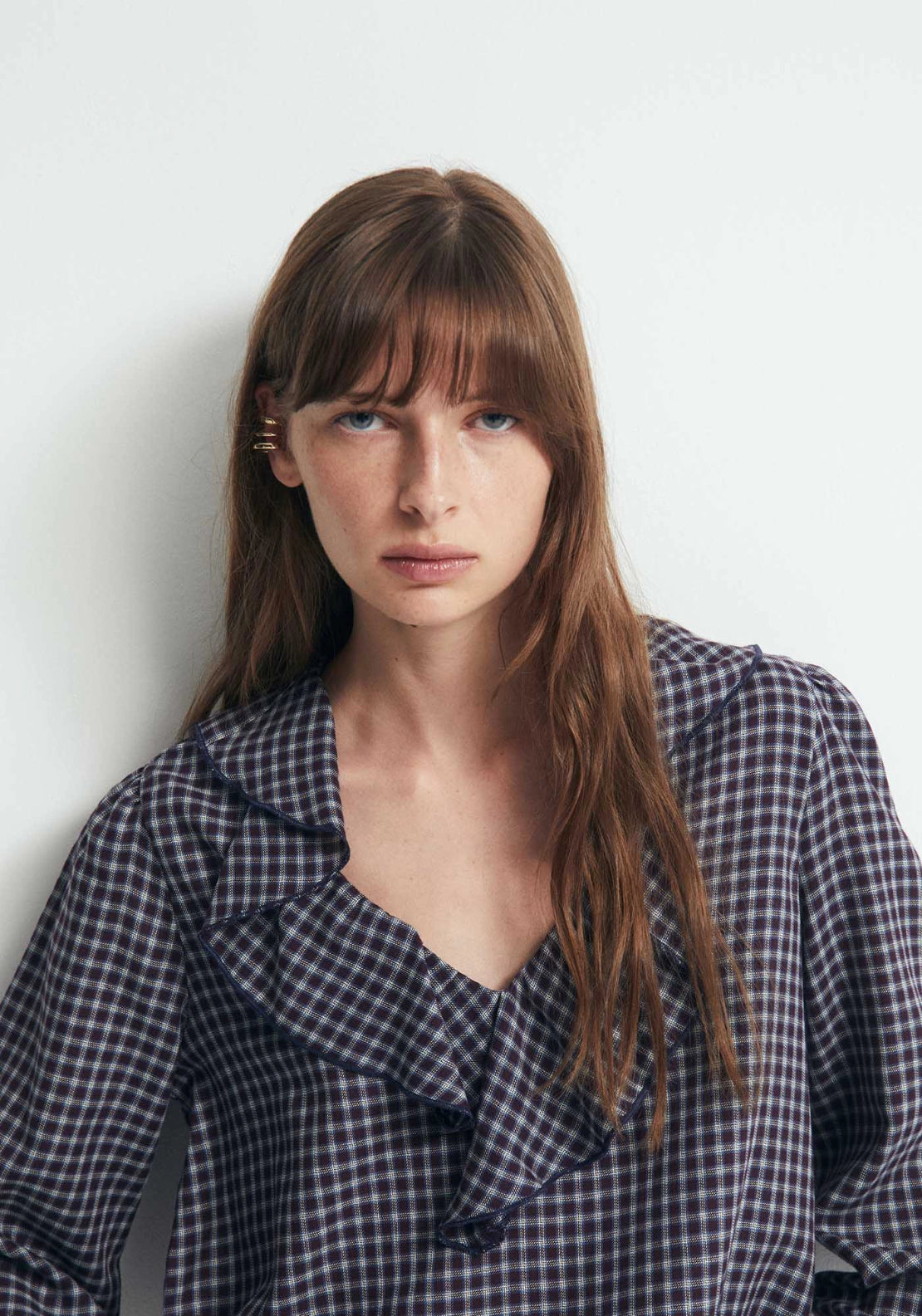 Ruffled Print Blouse - Red