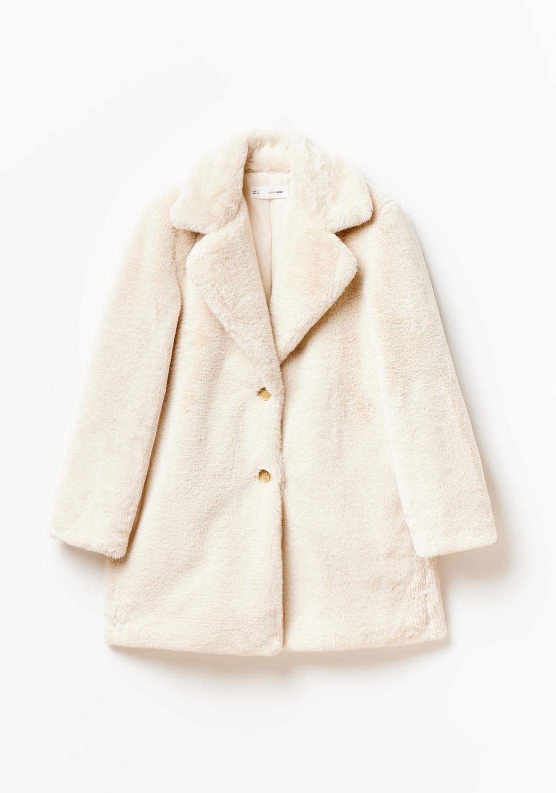 Sfera Lapel collar fur coat - Ecru 7 Shaws Department Stores