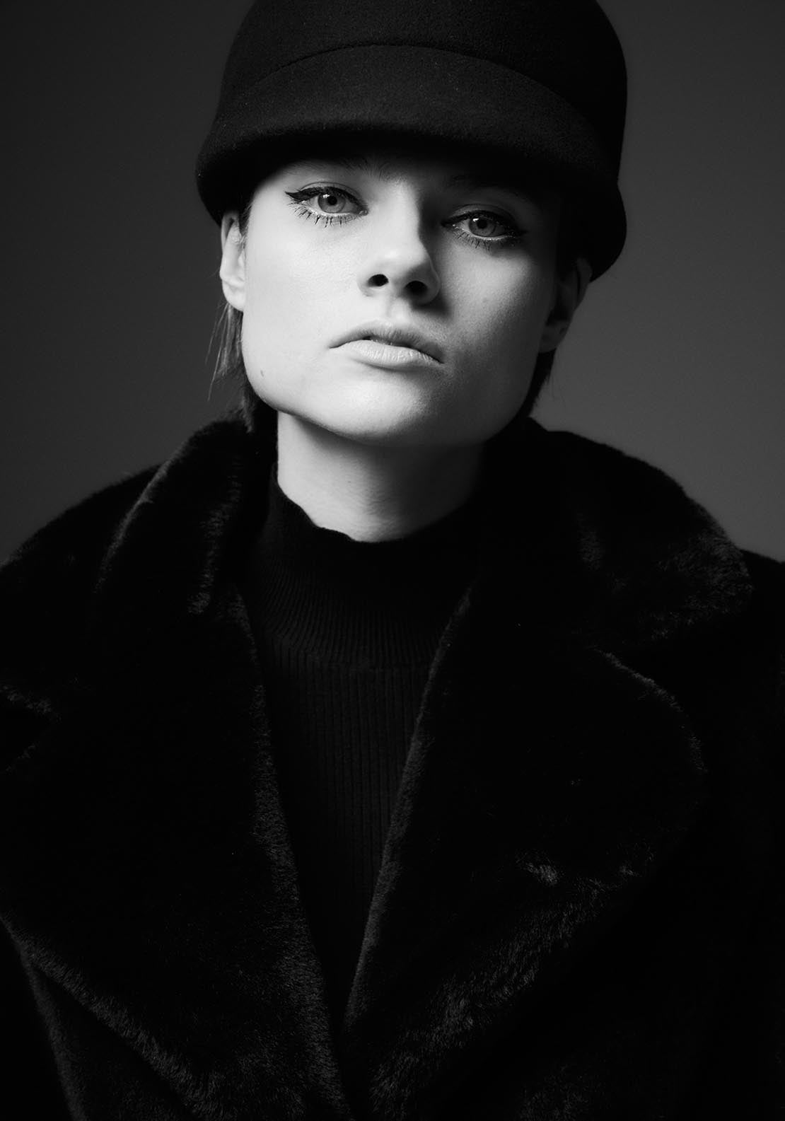 Sfera Lapel collar fur coat - Black 7 Shaws Department Stores