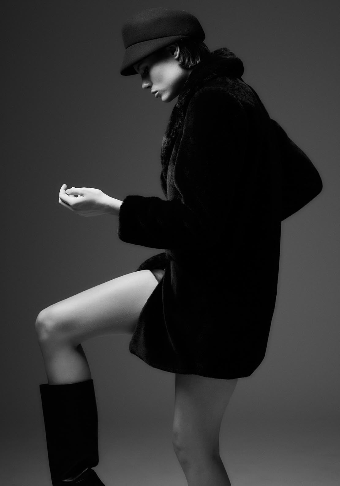 Sfera Lapel collar fur coat - Black 6 Shaws Department Stores