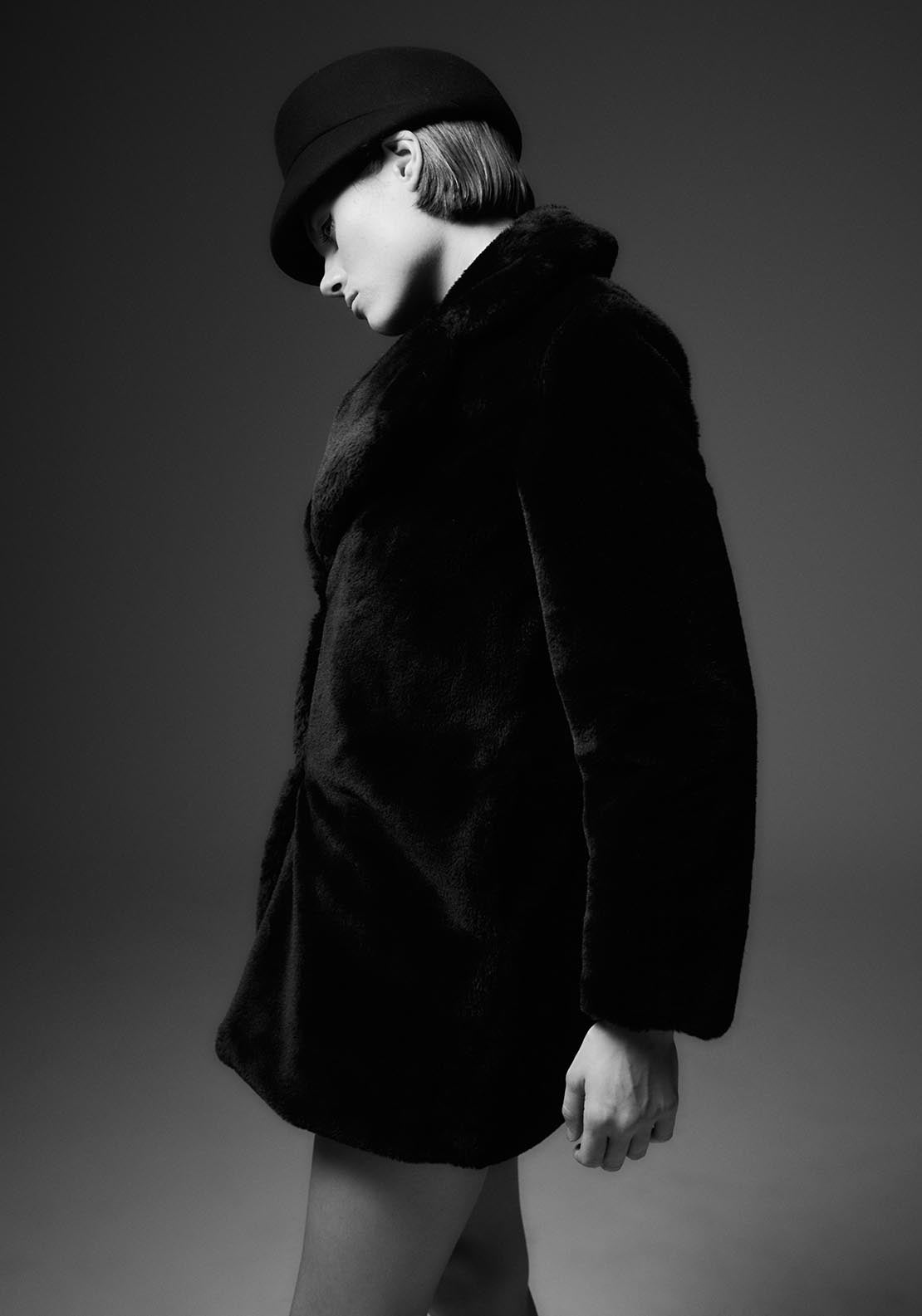Sfera Lapel collar fur coat - Black 5 Shaws Department Stores