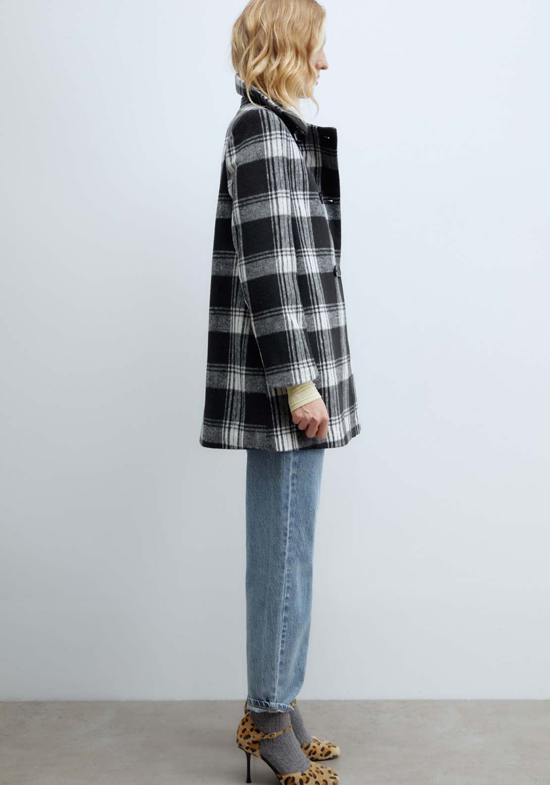 Sfera Double Breasted Coat - Black Check 4 Shaws Department Stores