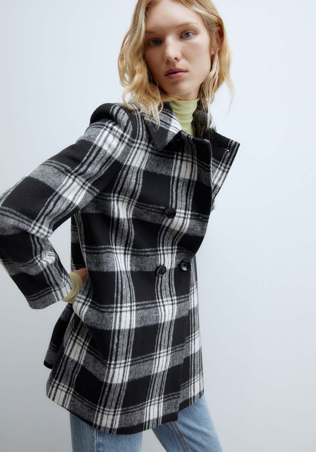 Sfera Double Breasted Coat - Black Check 3 Shaws Department Stores