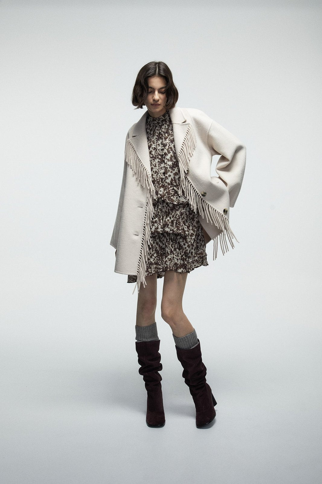 Fringed Coat - Ice