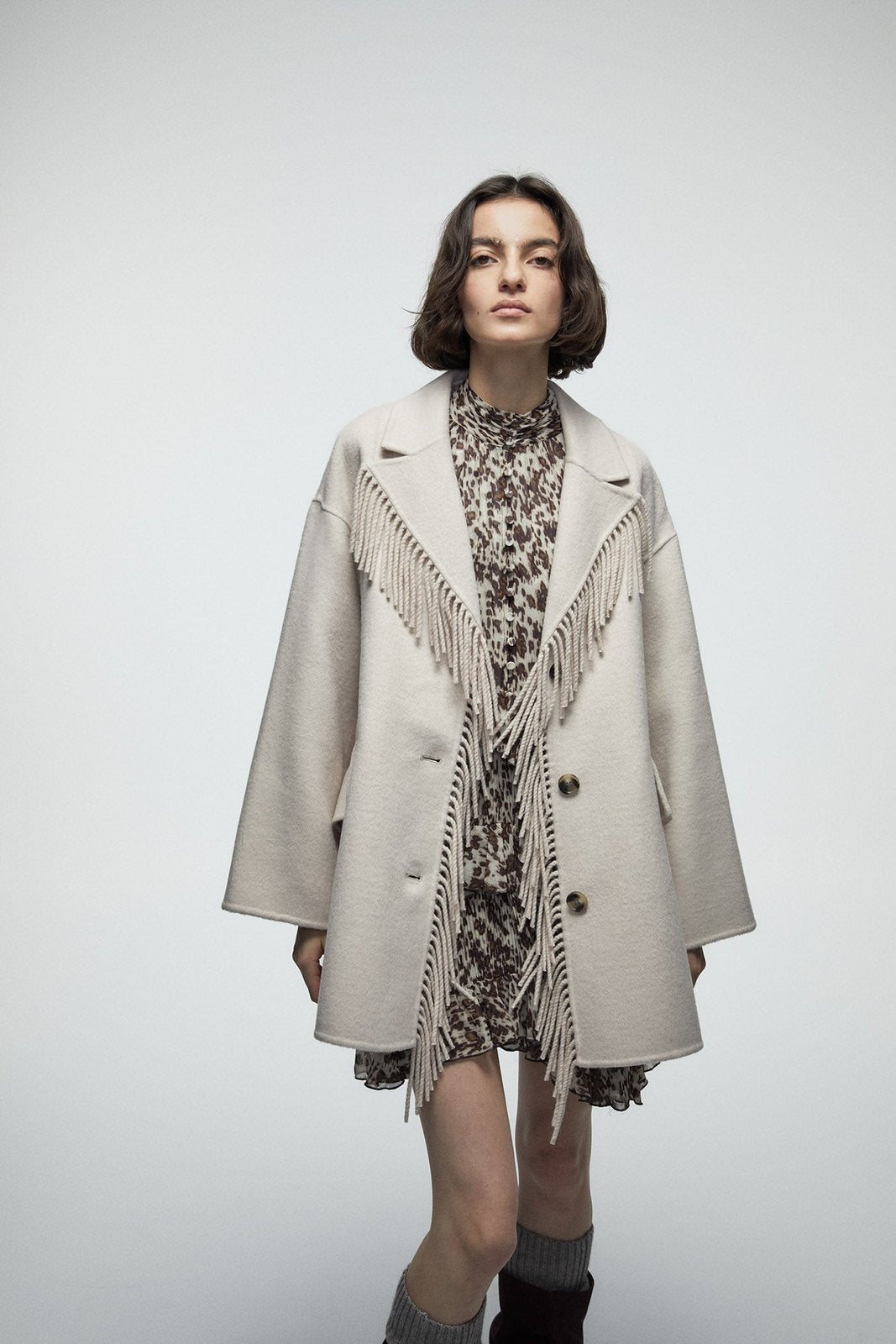 Fringed Coat - Ice