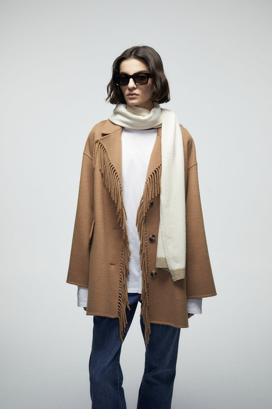 Fringed Coat - Brown