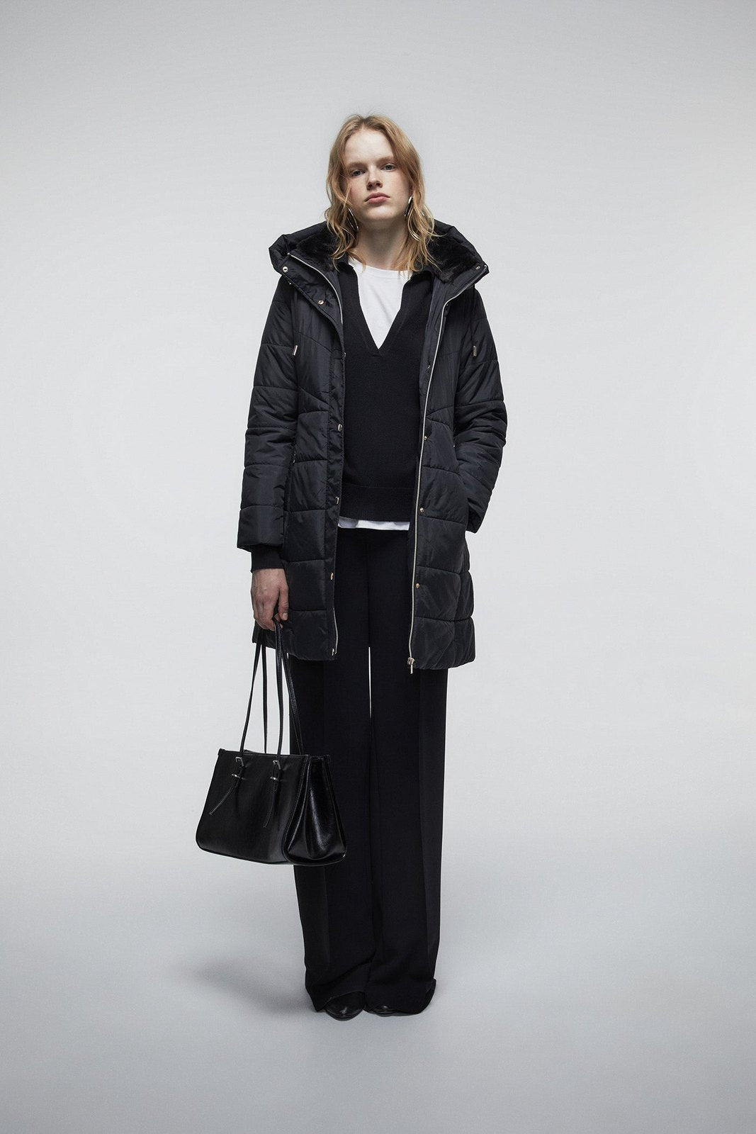 Sfera Long Parka with Hood - Black 1 Shaws Department Stores