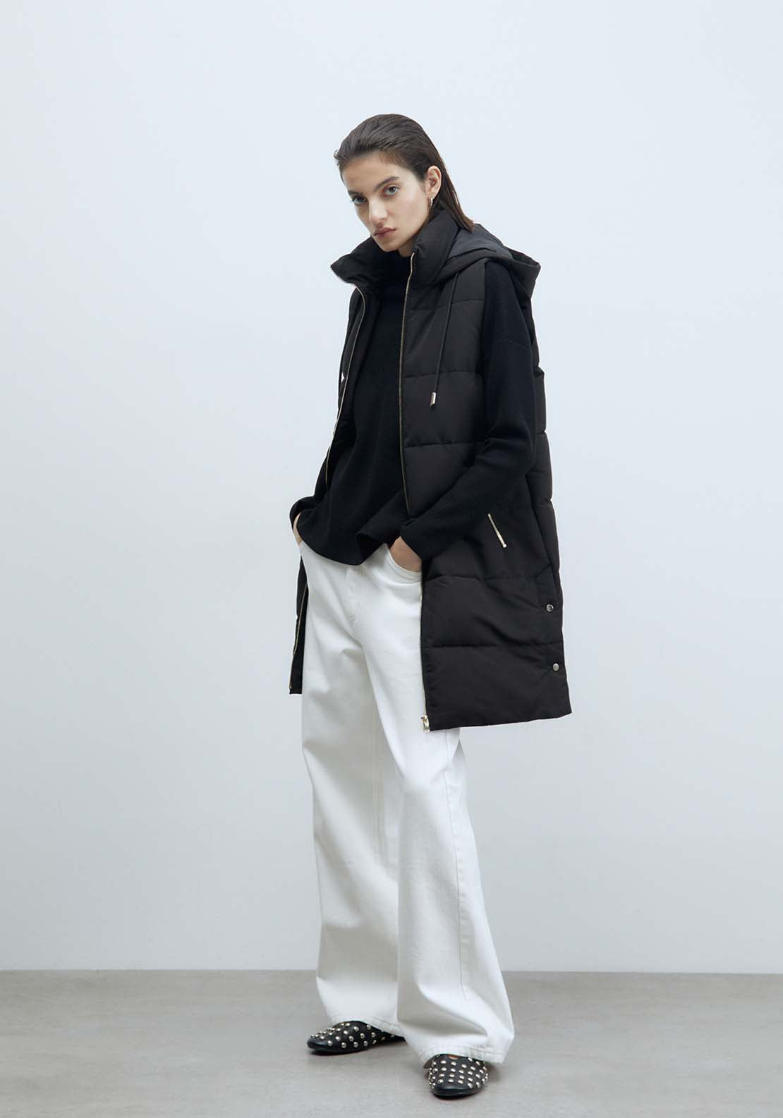 Sfera Zip Long Gilet - Black 5 Shaws Department Stores