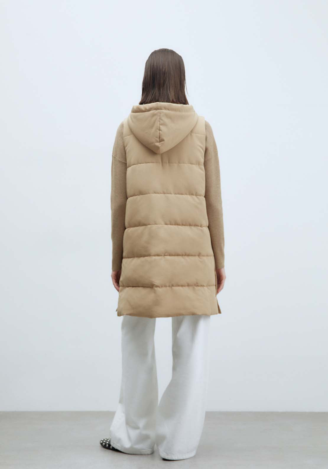 Sfera Zip Long Gilet - Camel 4 Shaws Department Stores