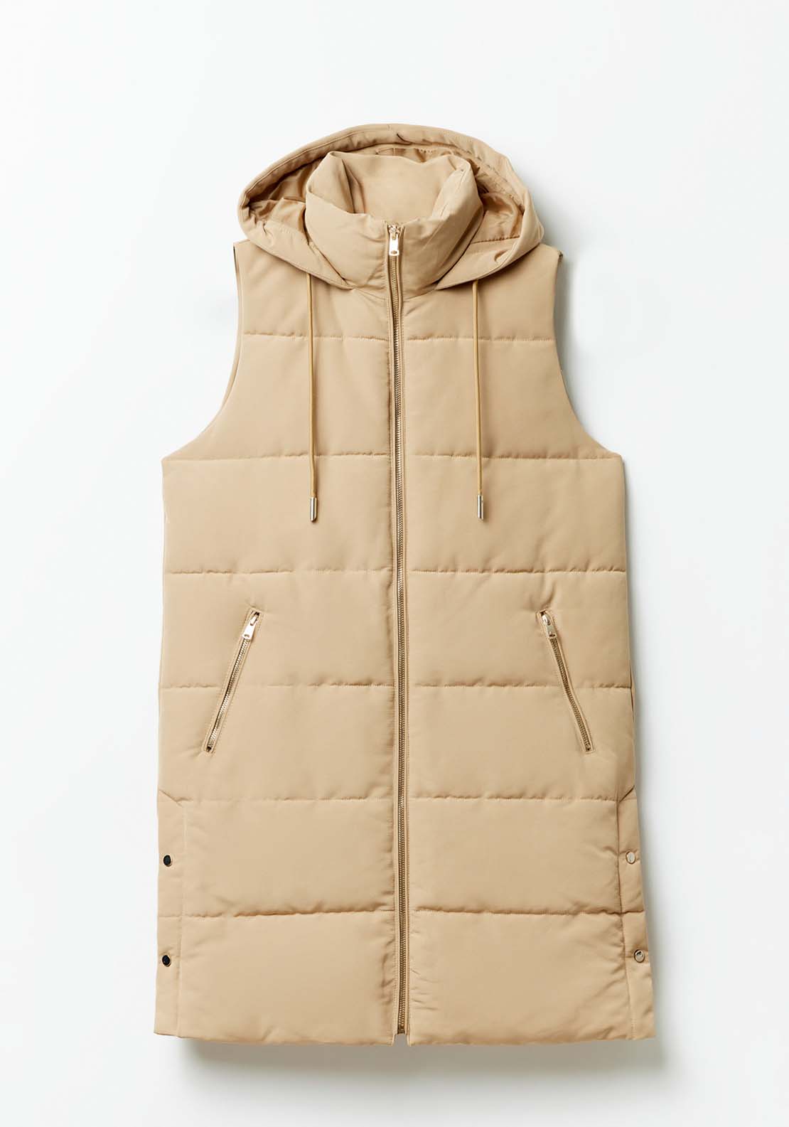 Sfera Zip Long Gilet - Camel 6 Shaws Department Stores