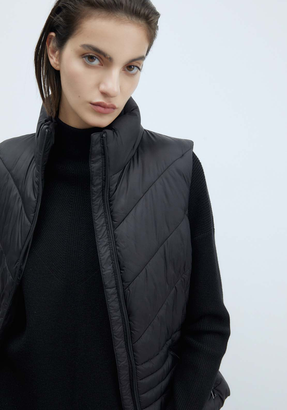 Sfera Plain Short Gilet - Black 1 Shaws Department Stores