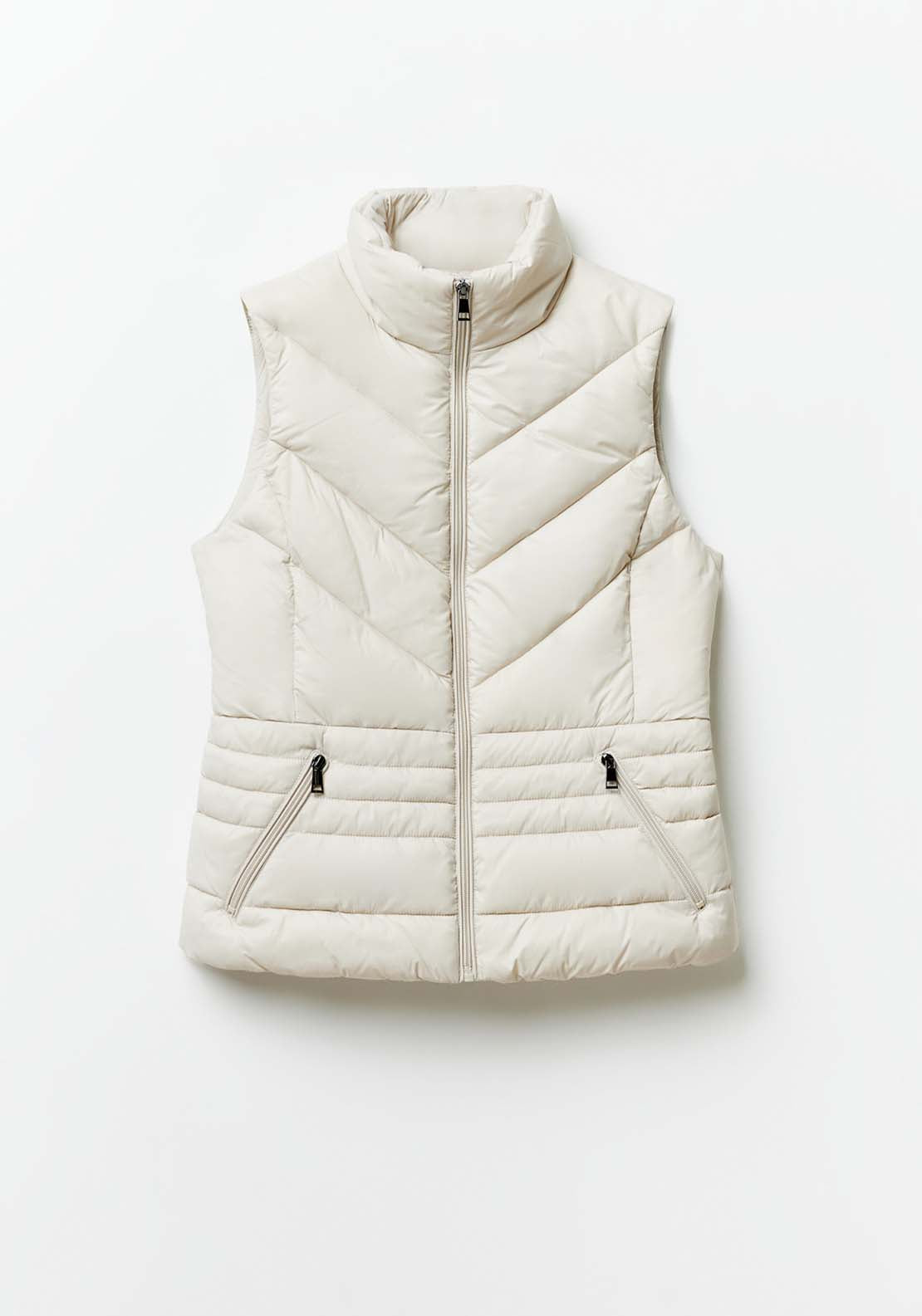 Sfera Plain Short Gilet - Ecru 6 Shaws Department Stores