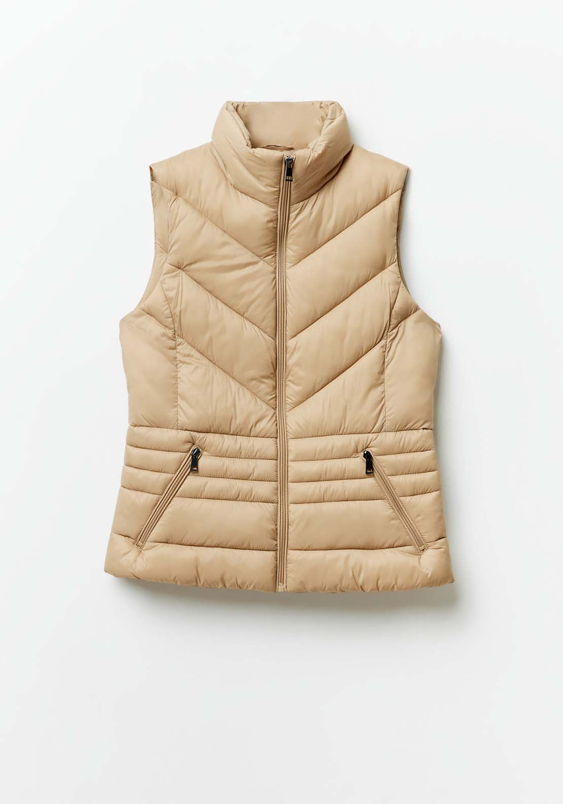 Sfera Plain Short Gilet - Camel 6 Shaws Department Stores