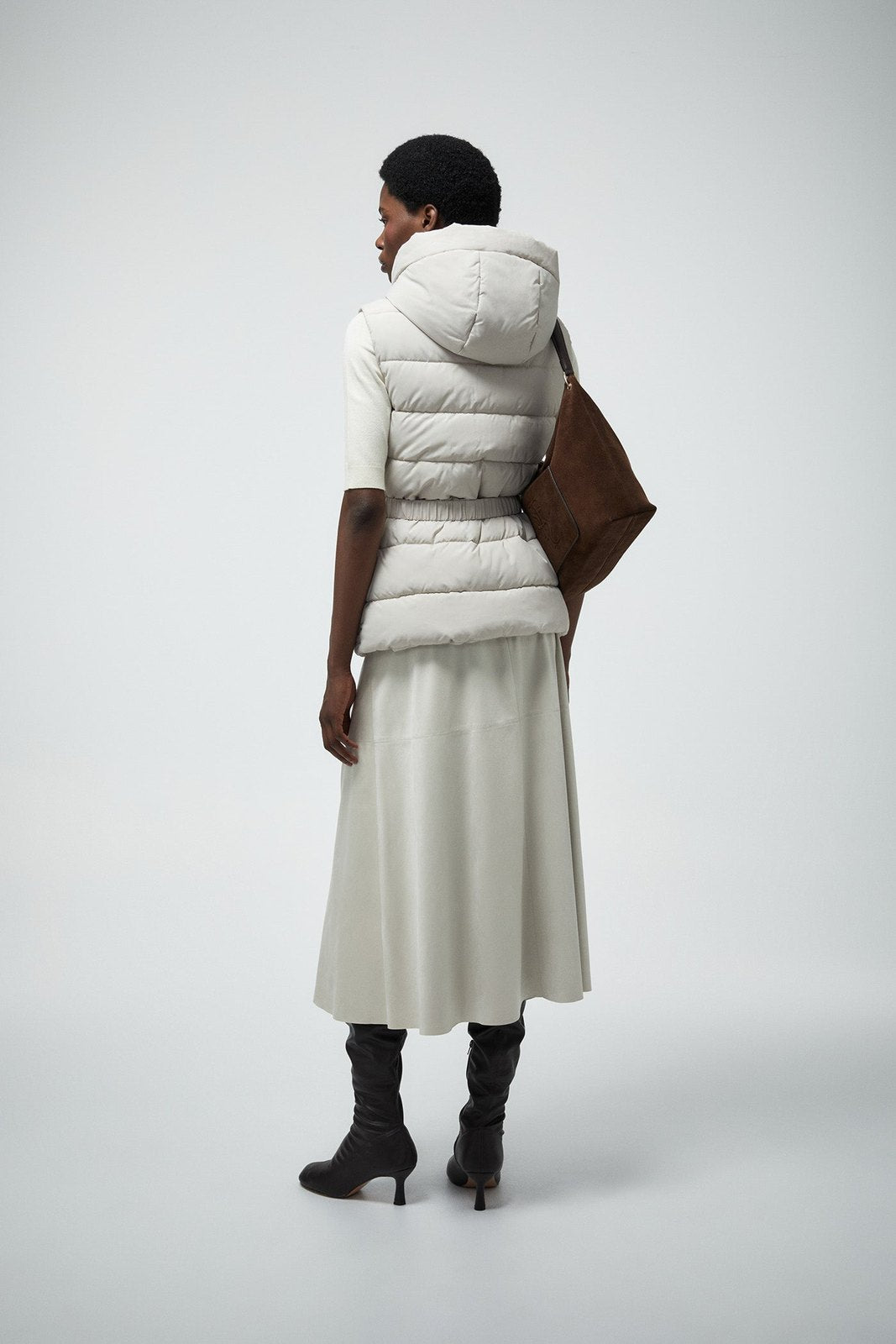 Short Hooded Gilet - Ice