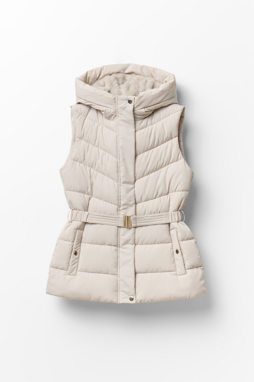 Short Hooded Gilet - Ice