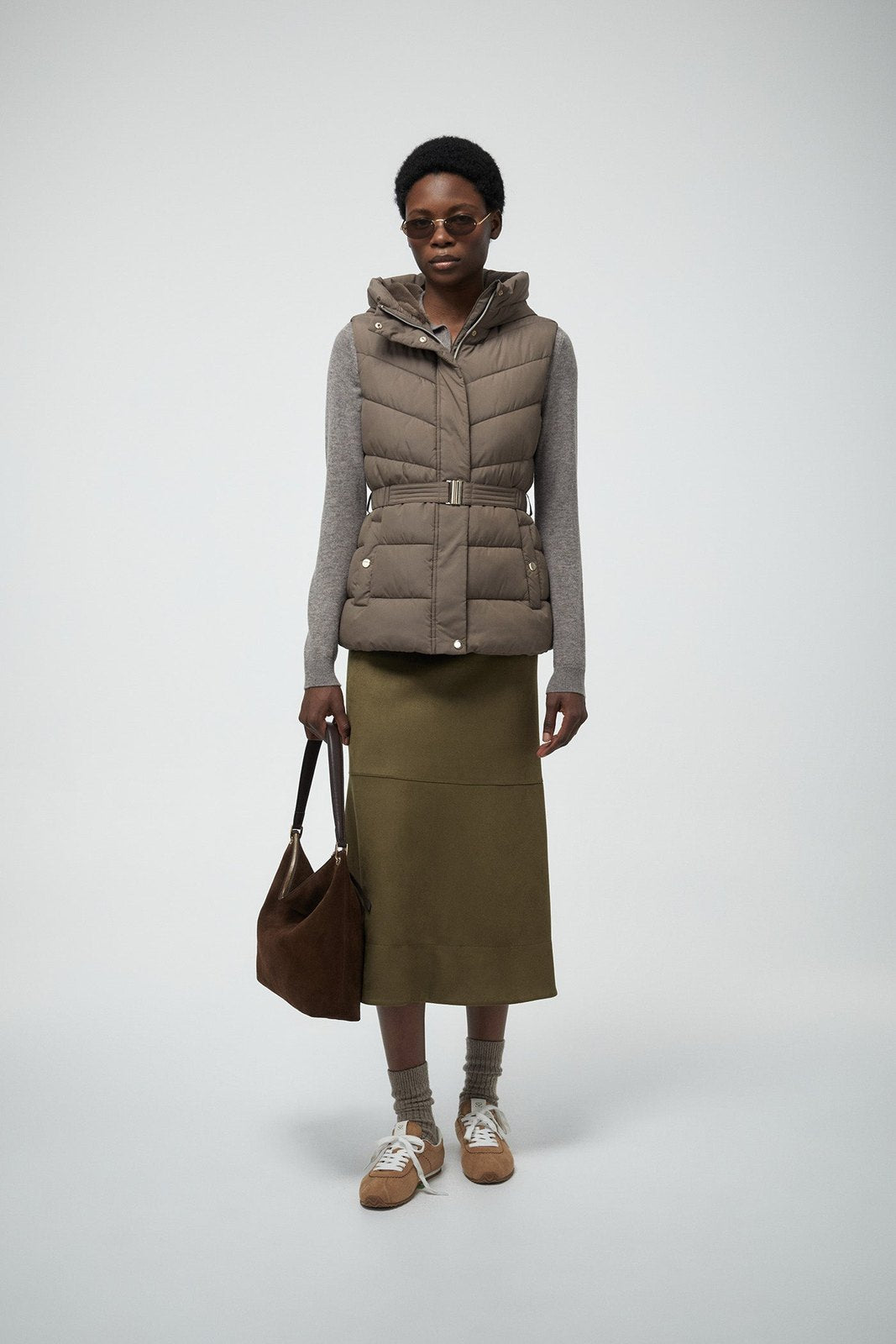 Short Hooded Gilet - Melange Oscur