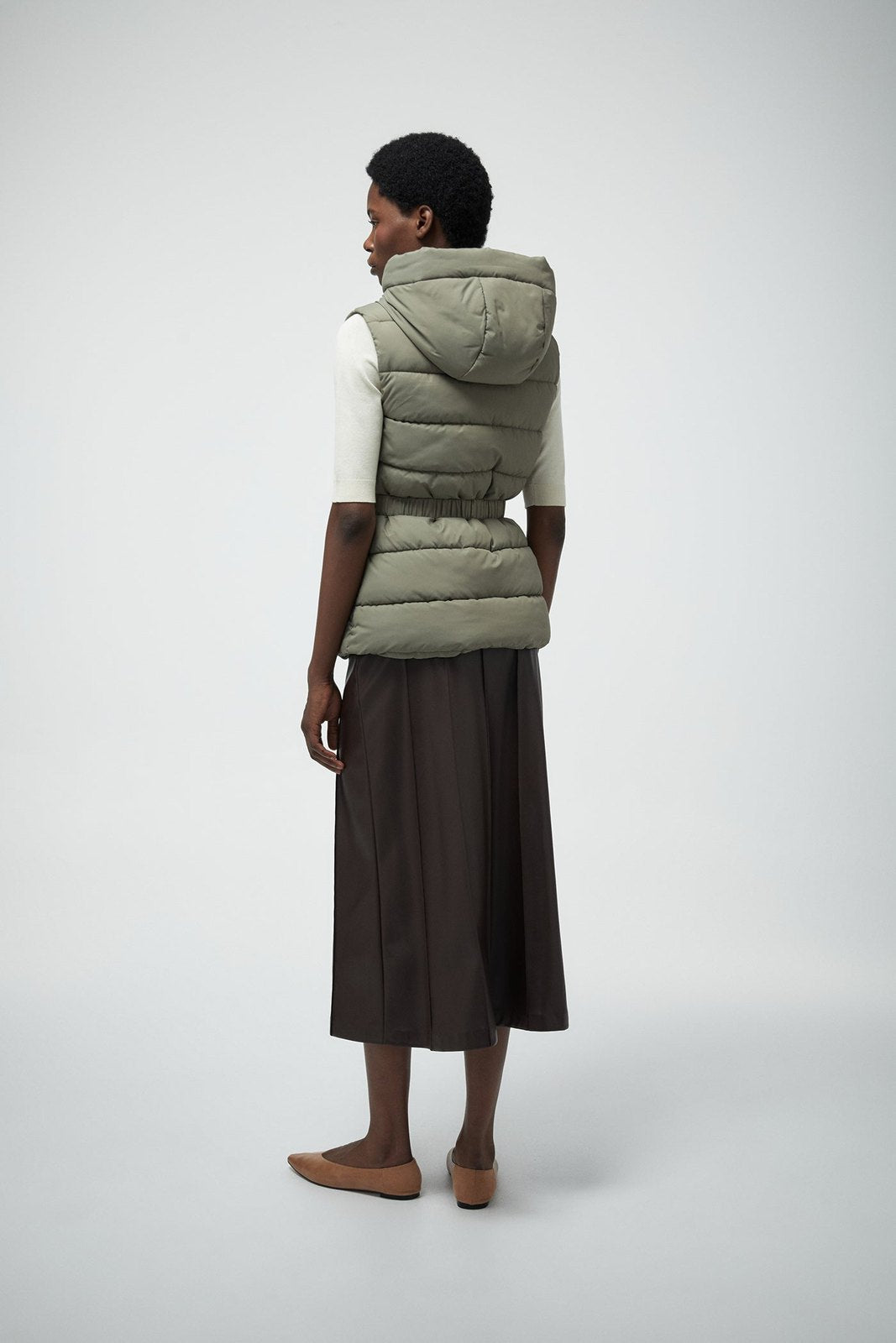 Short Hooded Gilet - Green