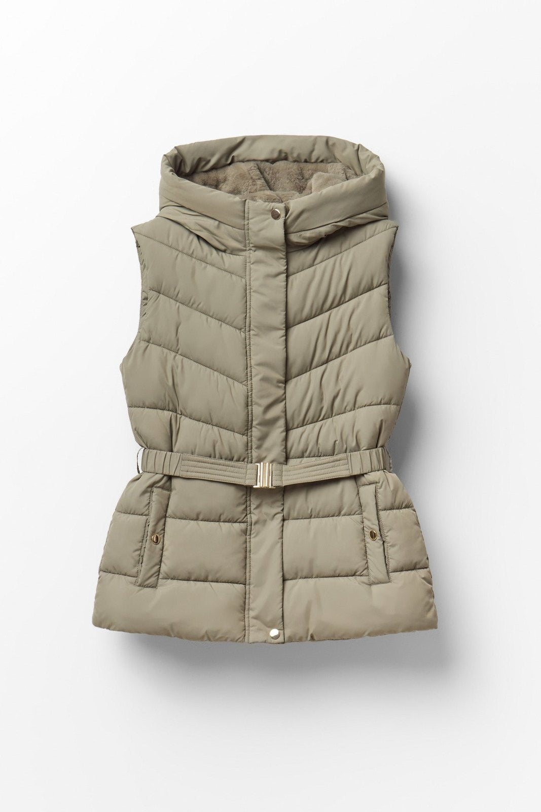 Short Hooded Gilet - Green