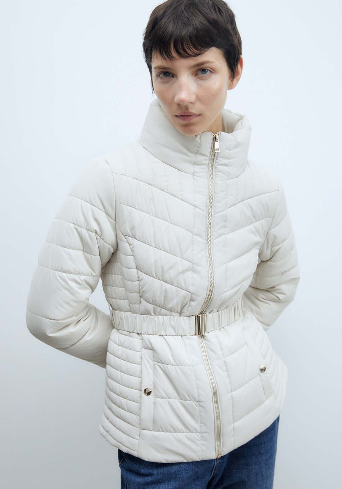Sfera Short Parka - Ecru 1 Shaws Department Stores