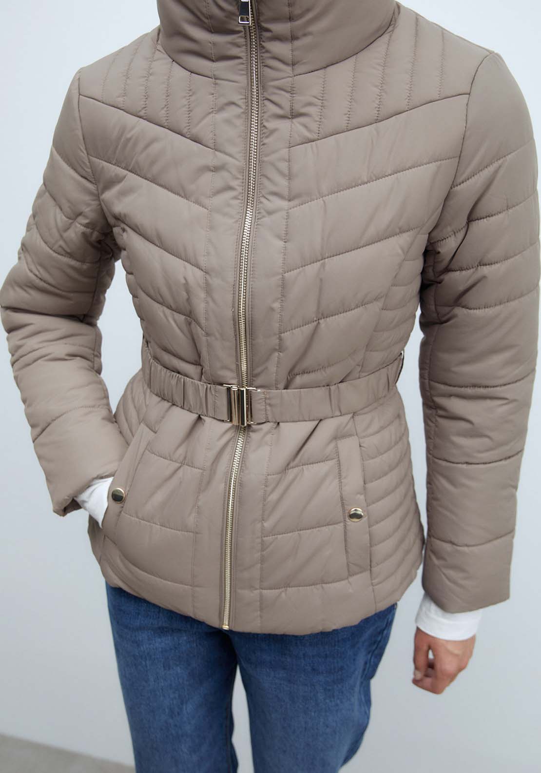 Sfera Short Parka - Taupe 3 Shaws Department Stores