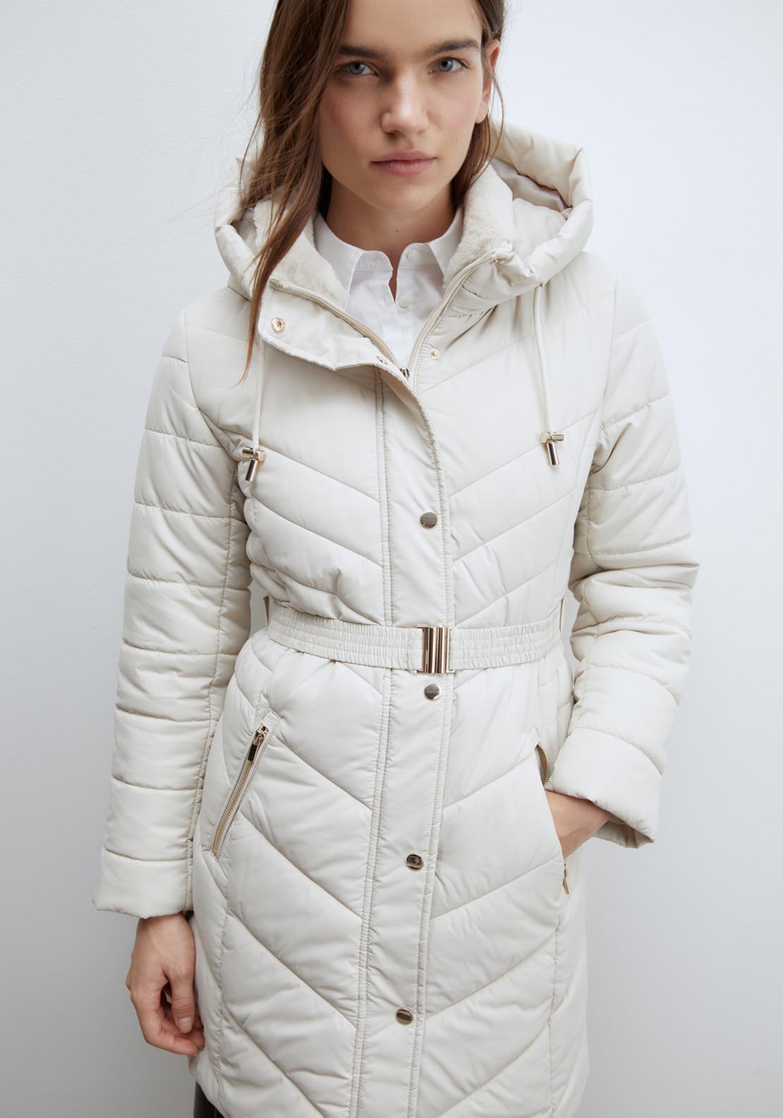 Sfera Long parka - Ecru 4 Shaws Department Stores
