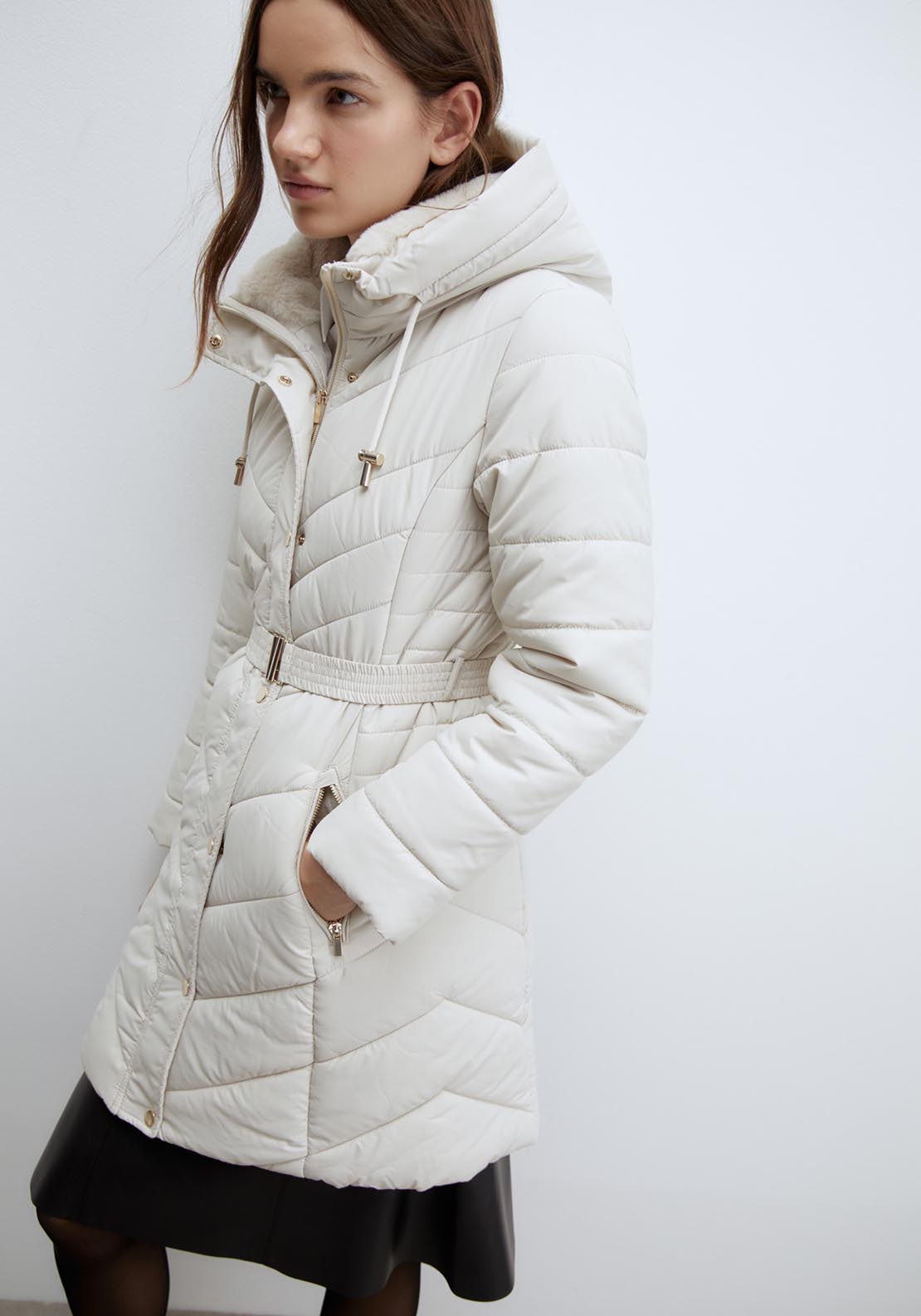 Sfera Long parka - Ecru 3 Shaws Department Stores