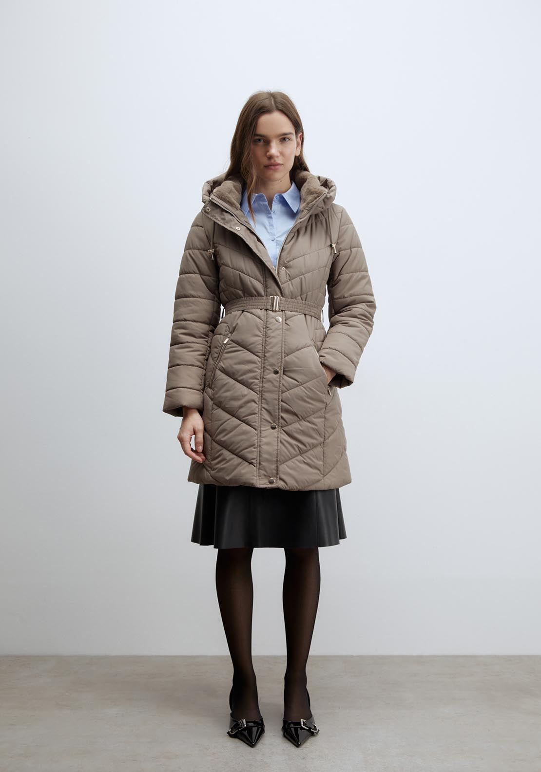 Sfera Long parka - Taupe 1 Shaws Department Stores