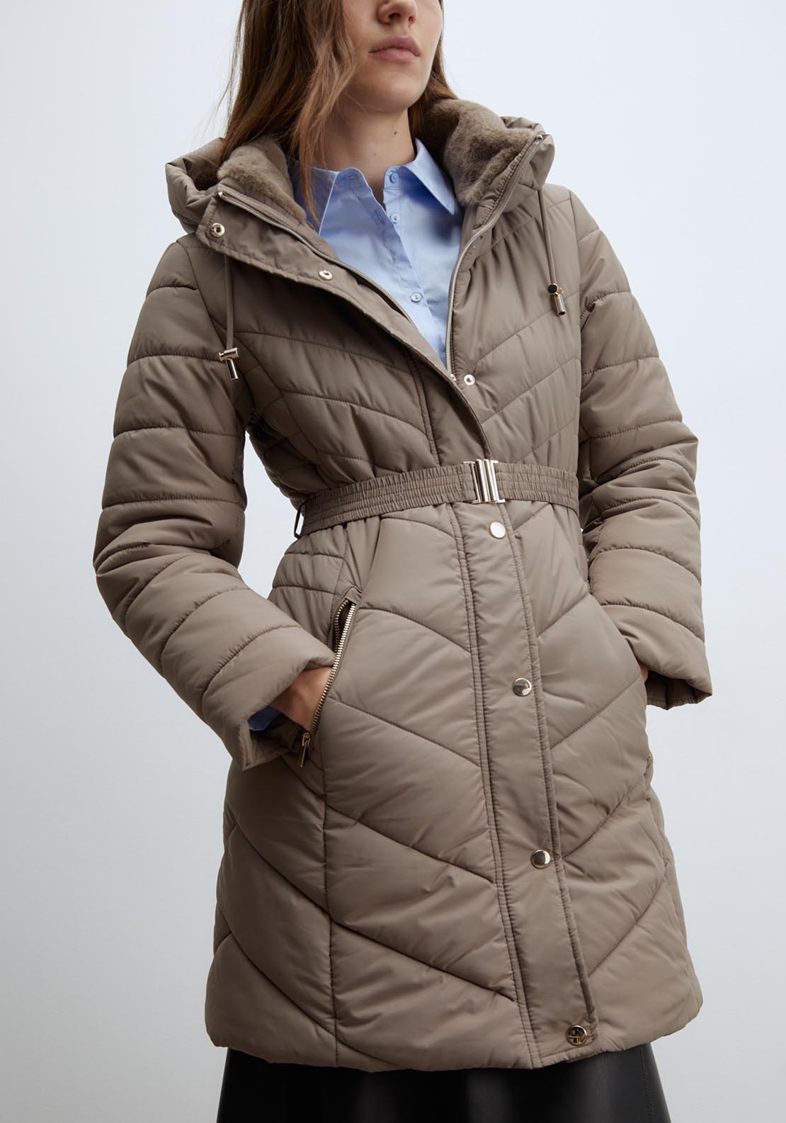 Sfera Long parka - Taupe 3 Shaws Department Stores