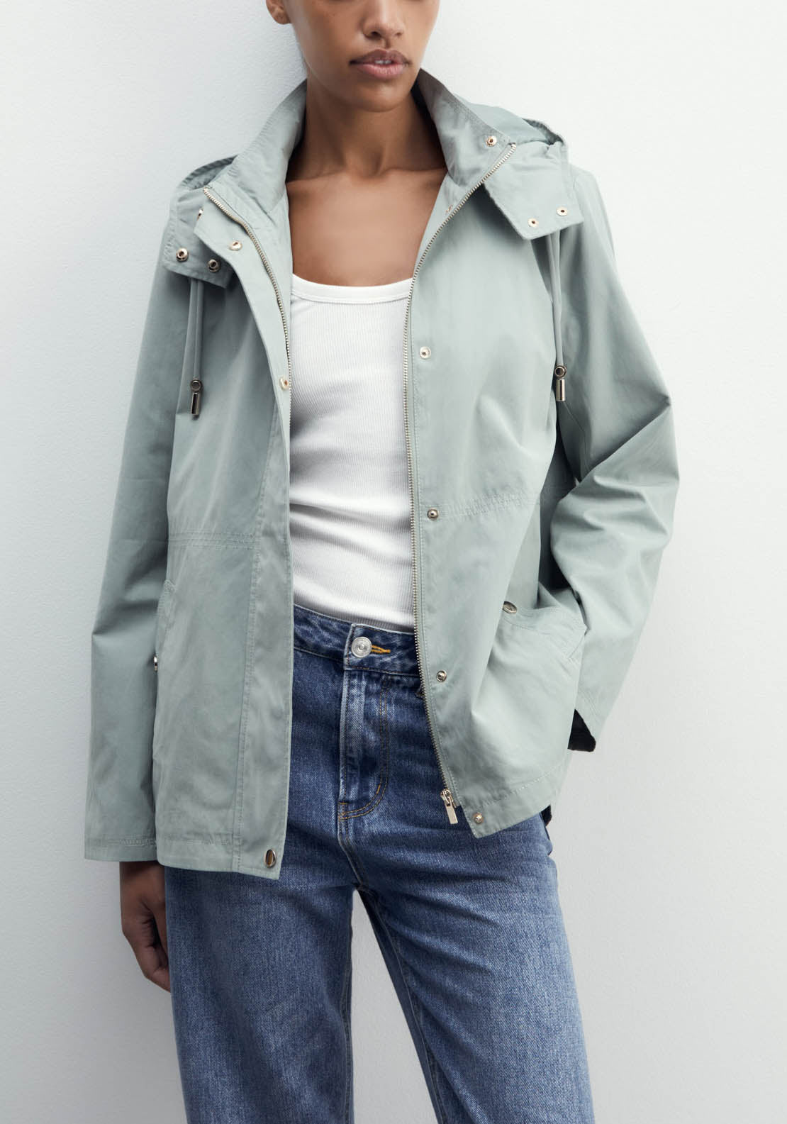 Sfera Curved Hem Parka - Green 2 Shaws Department Stores
