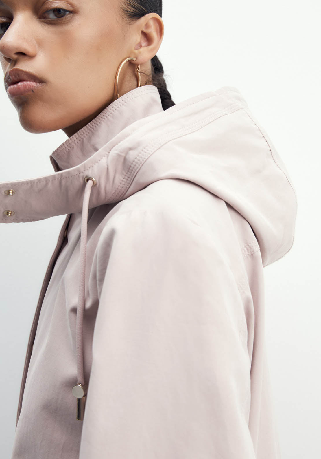 Sfera Curved Hem Parka - Light Pink 3 Shaws Department Stores